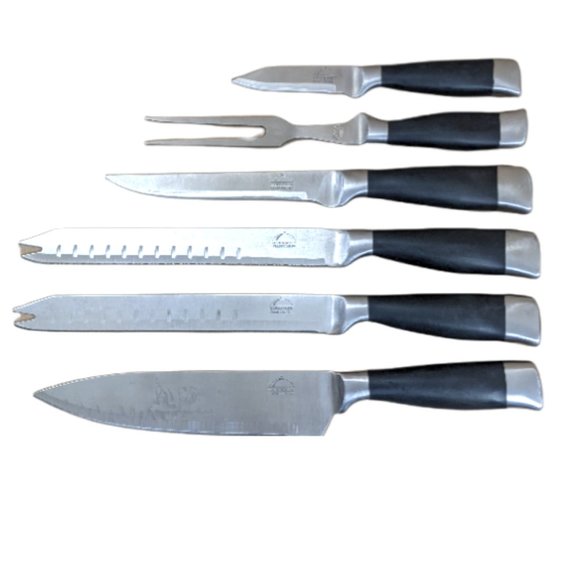 Gourmet Traditions Kitchen Knife Set with Carrying Case Black Handles - Picture 8 of 13